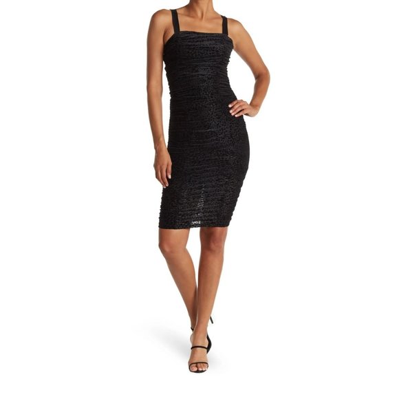 Likely Alene Black Leopard Burnout Sleeveless Bodycon Dress 2 - Picture 1 of 4